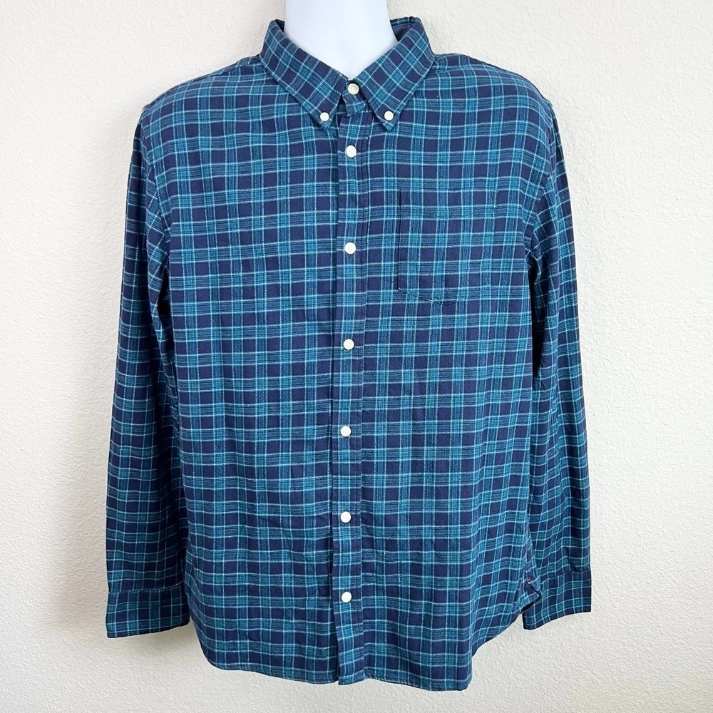 Nwt Jachs New York Stretch Brushed Flannel Button Down Shirt Blue Plaid Men's L